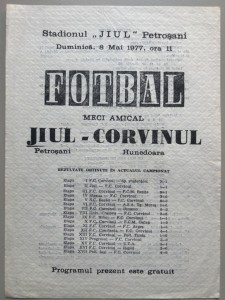 1976/77 Jiul Petrosani v Corvinul Hunedoara friendly match for sale on Ebay