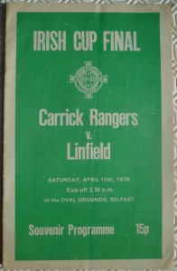 Carrick Rangers v Linfield programme (Irish Cup Final April 1976) for sale on Ebay