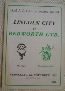 Lincoln City v Bedworth United  programme (GMAC Cup Nov 1987) for sale on Ebay