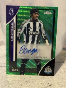 Topps Premier League Chrome Anthony Elanga Auto /99 Green Refractor Newcastle for sale on Ebay