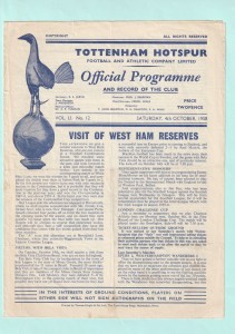 1958/59 FOOTBALL COMBINATION : TOTTENHAM HOTSPUR v WEST HAM UNITED RESERVES for sale on Ebay