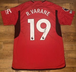 Signed Raphael Varane Manchester United 23/24 Home Shirt Proof France for sale on Ebay