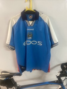 Le Coq Sportif Manchester City Shirt 1999-2001 Blue Home Vintage Mens 42/44 L-XL for sale on Ebay