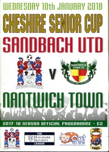 Sandbach United v Nantwich Town 10/01/18 Cheshire Senior Cup for sale on Ebay