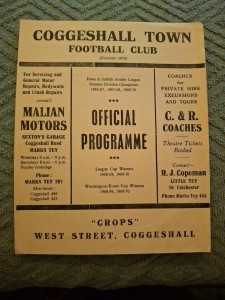 Coggeshall Town v Pegasus (Coryton) programme.  27/2/1971 for sale on Ebay
