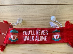 Liverpool FC Crested Mini Scarf Car Hang Up With Rubber Suction Pads for sale on Ebay