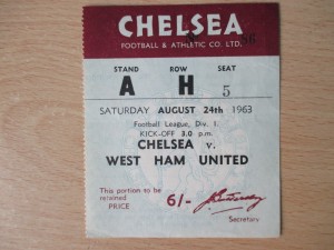 Chelsea v West Ham United 1963 Division One 1963/64 used ticket rare vgc for sale on Ebay