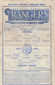 RANGERS V PARTICK THISTLE 10/1/1953  SD1 for sale on Ebay