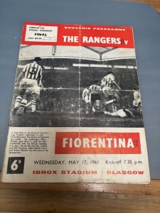 RANGERS v FIORENTINA May 1961 EUROPEAN CUP WINNERS CUP FINAL for sale on Ebay