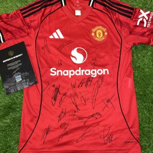 Manchester United Signed 25/26 Football Shirt COA squad signed by 19 with COA  for sale on Ebay