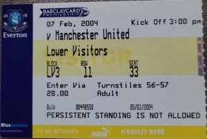 Everton V Manchester United Ticket 03-04 for sale on Ebay
