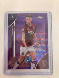 TOPPS PREMIER LEAGUE CHROME  2026 OLLIE SCARLES WEST HAM PURPLE WAVE 50/75. for sale on Ebay