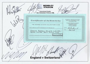 ENGLAND Football squad 2008 Signed by 18 A4 Card COA - Rooney, Owen, Gerrard. for sale on Ebay
