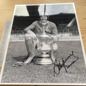 SUPERB SIGNED PHOTOGRAPH  STEVE HEIGHWAY LIVERPOOL HOLDING FA CUP & ORIGINAL COA for sale on Ebay