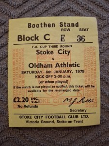 Stoke City v Oldham Athletic TICKET.  6/1/1979 for sale on Ebay