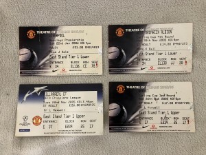 2005/06  Manchester United  Homes Ticket x 4 - Liverpool Villarreal Barnet WBA for sale on Ebay