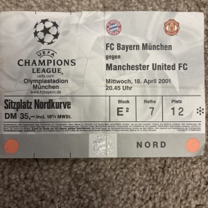 00:01 Bayern Munich vs Manchester United (Champions League) **Ticket** for sale on Ebay