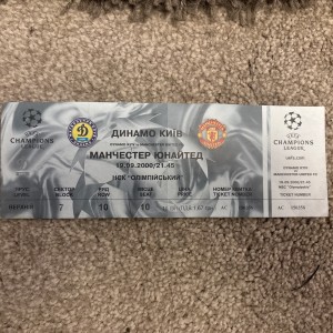 00/01 Dynamo Kiev vs Manchester United (Champions League) **Ticket** for sale on Ebay