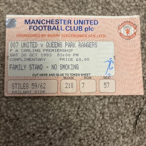 93/4 Manchester United vs Queens Park Rangers (Premier League) **Ticket** for sale on Ebay