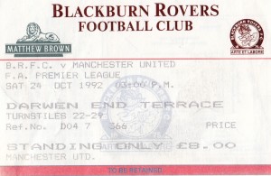 BLACKBURN ROVERS  V MANCHESTER UNITED 24/10/1992  PL USED TICKET for sale on Ebay