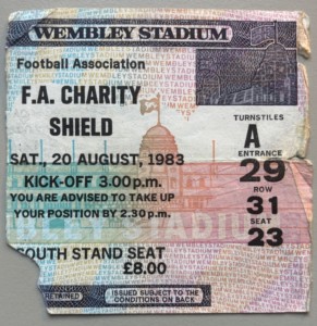 1983 Ticket Manchester United v Liverpool Charity Shield at Wembley for sale on Ebay