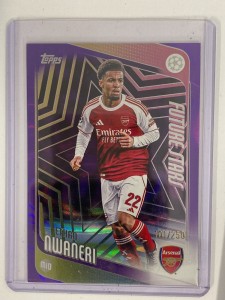 TOPPS UCC FLAGSHIP 25/26 ETHAN NWANERI ARSENAL PURPLE FOIL 101/250. for sale on Ebay