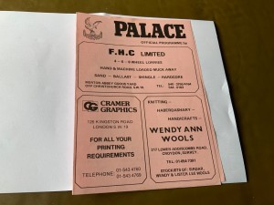 Crystal Palace  v Chelsea  reserves - football combination -  1981-82 for sale on Ebay