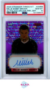MILLIE BOBBY BROWN AU-PALACE ARCADE PRPL TOPPS STRANGER THINGS 2025 AMBB PSA 10 for sale on Ebay
