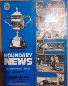1974/75 Oldham Athletic v Manchester Utd programme for sale on Ebay
