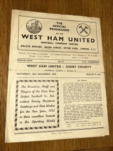 West Ham United V Derby County 1954/55 for sale on Ebay