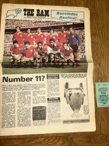 Derby County V Benfica European Cup 1972/73 & Ticket for sale on Ebay