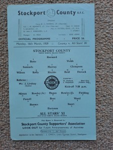 Stockport v All Stars XI 58/59 Friendly single sheet for sale on Ebay