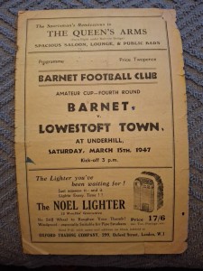 Barnet v Lowestoft Town programme.  15/3/1947  Amateur Cup  for sale on Ebay