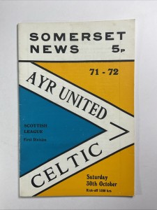 Ayr United v Celtic;  30th October 1971 for sale on Ebay