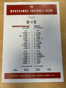 Morecambe FC v York City - A4 Official Teamsheet 2025/26 National League 2026  for sale on Ebay