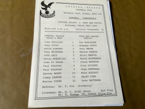 Crystal Palace  v West Ham United reserves - football combination -  1983-1984 for sale on Ebay