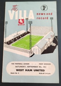 Aston Villa v West Ham United Programme 09/09/61 for sale on Ebay