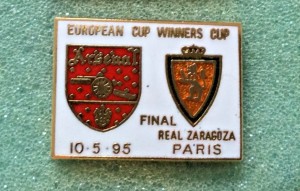 Arsenal v Real Zaragoza Final European Cup Winners Cup 1995 Badge for sale on Ebay