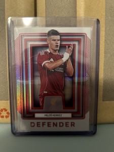 Milos Kerkez Red 1/49 Bookend Liverpool Platinum Futera 2025 Colour Match for sale on Ebay