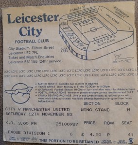 Leicester City V Manchester United Ticket 1983-84 for sale on Ebay