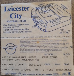 Leicester City V Manchester United Ticket 1985-1986 for sale on Ebay