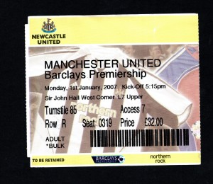 Newcastle United v Manchester United 2006-2007 Premier League Ticket 01/01/2007 for sale on Ebay