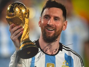 Lionel leo Messi Hand Signed Argentina World Cup 16x12