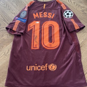 Lionel Messi signed Barcelona Away Shirt With Beckett Authentication COA for sale on Ebay