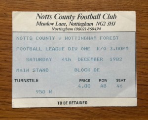 NOTTS COUNTY v NOTTINGHAM FOREST 1982 DIVISION ONE FOOTBALL TICKET Memorabilia for sale on Ebay