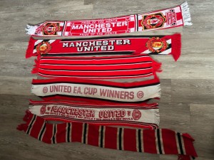 6 VINTAGE MANCHESTER UNITED MAN UTD FOOTBALL SCARFS SCARVES OLD TRAFFORD for sale on Ebay