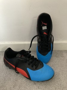 PUMA ONE Kids Size 7 Leather Football Boots Blue and Black Astro Boots for sale on Ebay