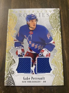 2025-26 Artifacts Rookies Gabe Perrault Dual Jersey Card #199 Rangers #64/499 for sale on Ebay