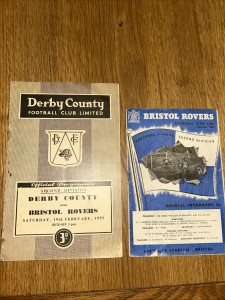 Derby County V Bristol Rovers 1954/55 Home & Away Programmes for sale on Ebay