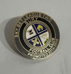 BURY Football Club FC ENAMEL Badge 2014-2015 VERY RARE LEAGUE 2 PROMOTIONAL Pin for sale on Ebay